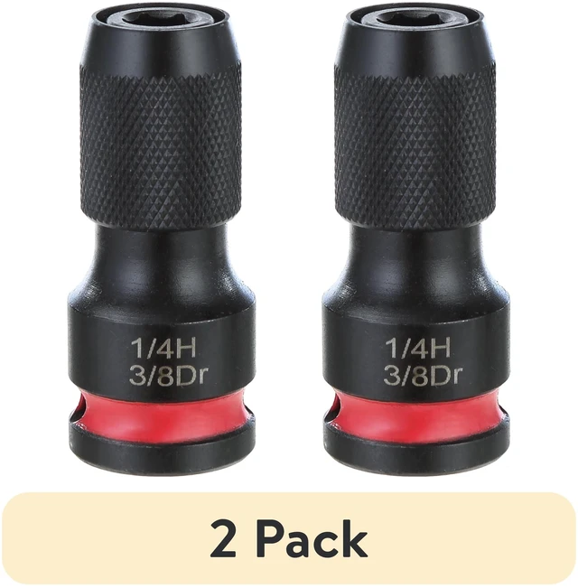 Main image of Hyper Tough Quick-Release Impact Adapter 2-Pack, 3/8in Drive to 1/4in Hex Female Socket