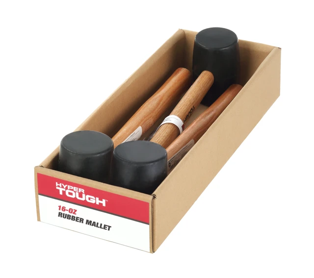 Alt view image 3 of 6 - Hyper Tough TH70020A 16 oz Rubber Mallet with Wood Handle (3 Pack)
