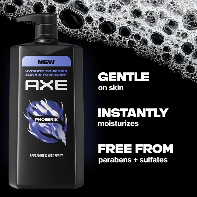 Alt view image 5 of 6 - Axe 12h Refreshing Scent Phoenix Crushed Mint & Rosemary Men's Body Wash, 32 fl oz Pump, with 100% Plant-Based Moisturizers