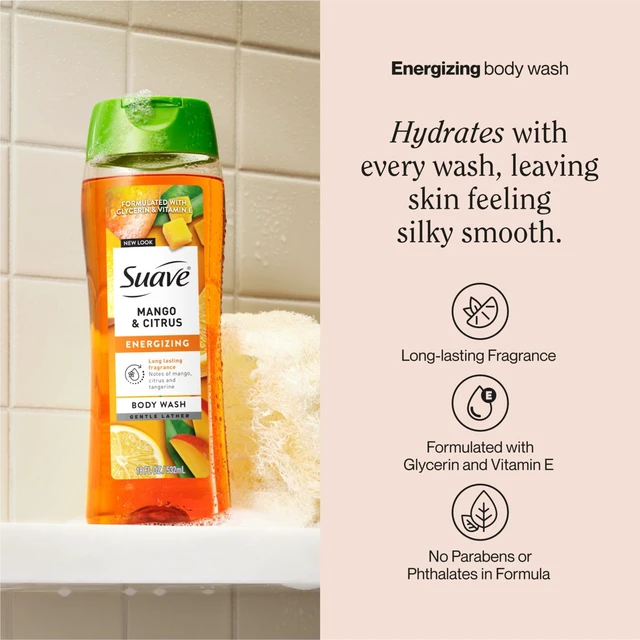 Alt view image 6 of 6 - Suave Mango & Citrus Moisturizing Body Wash with Glycerin & Vitamin E, 18fl oz