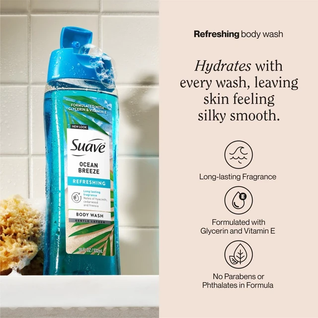 Alt view image 5 of 6 - Suave Ocean Breeze Moisturizing Body Wash with Glycerin and Vitamin E, 18 Fl Oz