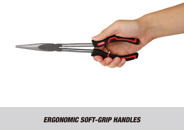 Alt view image 4 of 6 - Hyper Tough 11in Long Nose Pliers with Ergonomic Soft Grip Handles, Model 5375V