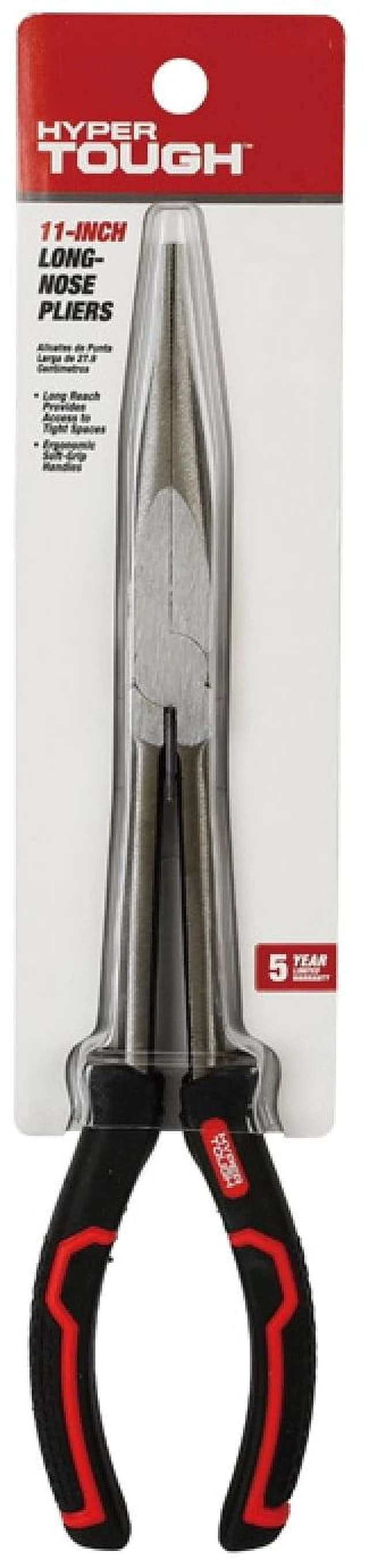 Alt view image 6 of 6 - Hyper Tough 11in Long Nose Pliers with Ergonomic Soft Grip Handles, Model 5375V