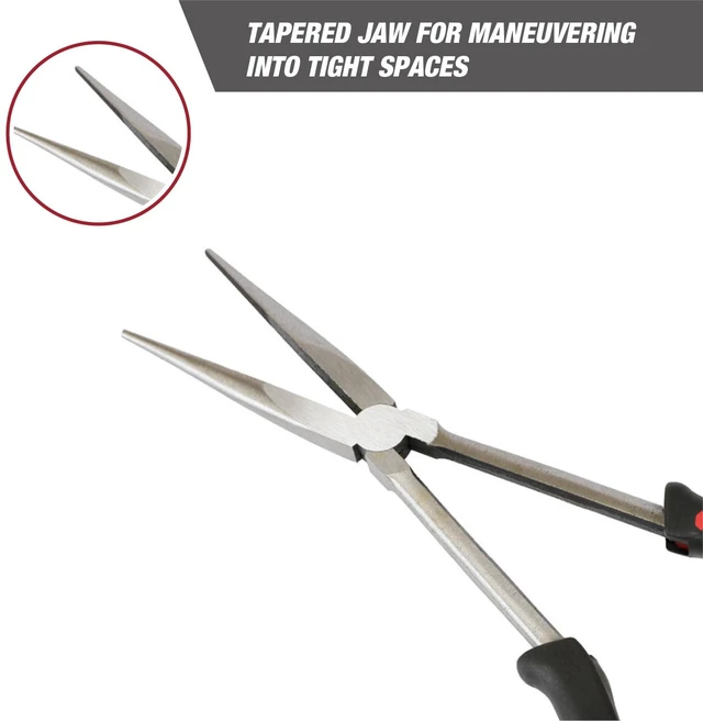 Alt view image 2 of 6 - Hyper Tough 11in Long Nose Pliers with Ergonomic Soft Grip Handles, Model 5375V