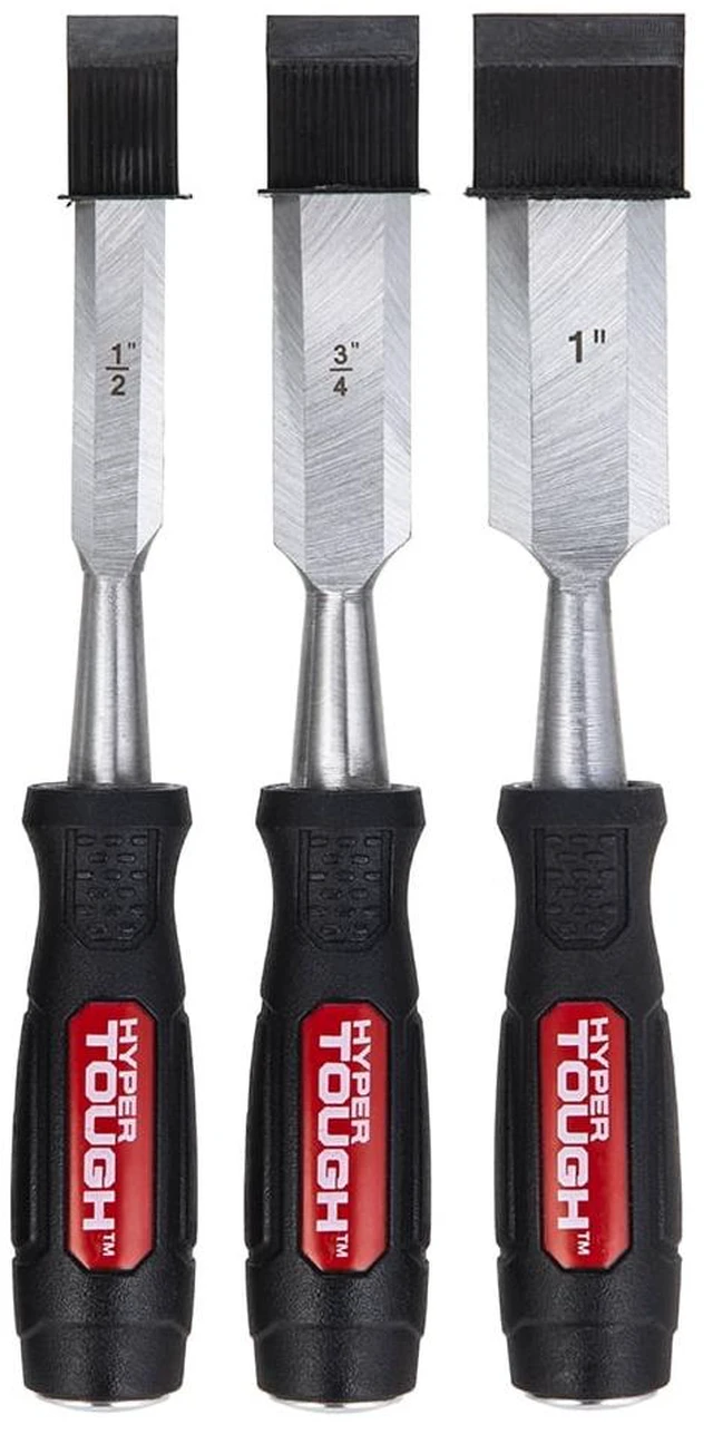 Main image of Hyper Tough Wood Chisels 3-Piece Set with Striking Caps