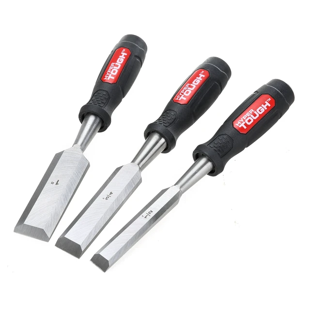 Alt view image 5 of 6 - Hyper Tough Wood Chisels 3-Piece Set with Striking Caps