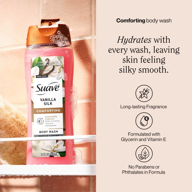 Alt view image 5 of 6 - Suave Vanilla Silk Moisturizing Body Wash with Glycerin and Vitamin E, 18 FL OZ