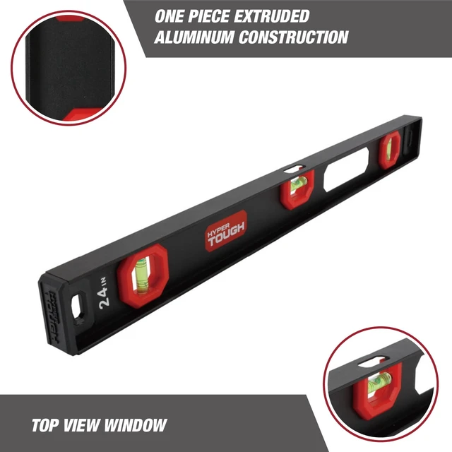 Alt view image 6 of 6 - Hyper Tough 24-Inch Aluminum I-Beam Level