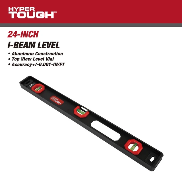 Alt view image 2 of 6 - Hyper Tough 24-Inch Aluminum I-Beam Level