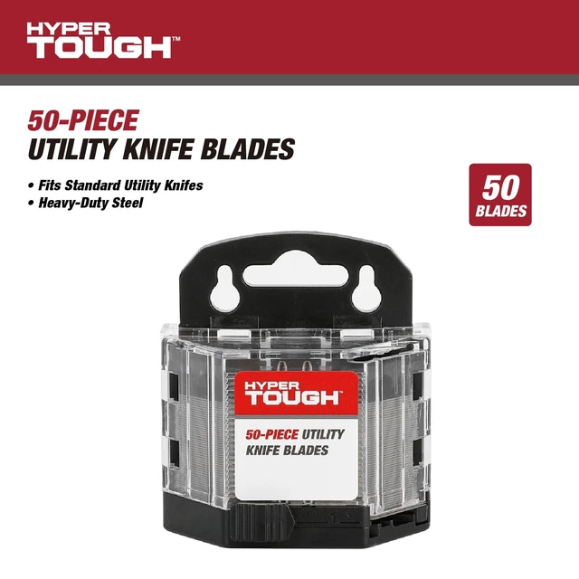 Alt view image 4 of 6 - Hyper Tough 50-Piece Standard Utility Knife Blades with Blade Dispenser