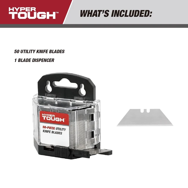 Alt view image 6 of 6 - Hyper Tough 50-Piece Standard Utility Knife Blades with Blade Dispenser