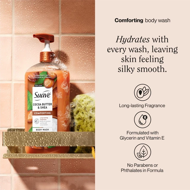 Alt view image 6 of 6 - Suave Cocoa Butter + Shea Moisturizing Body Wash with Glycerin & Vitamin E, 30 Fl Oz Pump