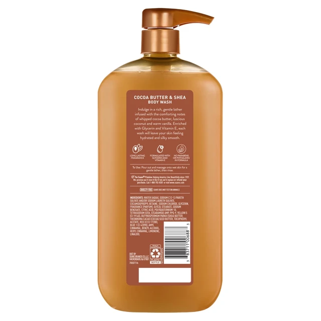 Alt view image 2 of 6 - Suave Cocoa Butter + Shea Moisturizing Body Wash with Glycerin & Vitamin E, 30 Fl Oz Pump