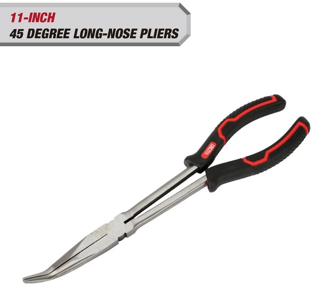 Main image of Hyper Tough 11in 45-Degree Long Nose Plier with Ergonomic Soft Grip Handles