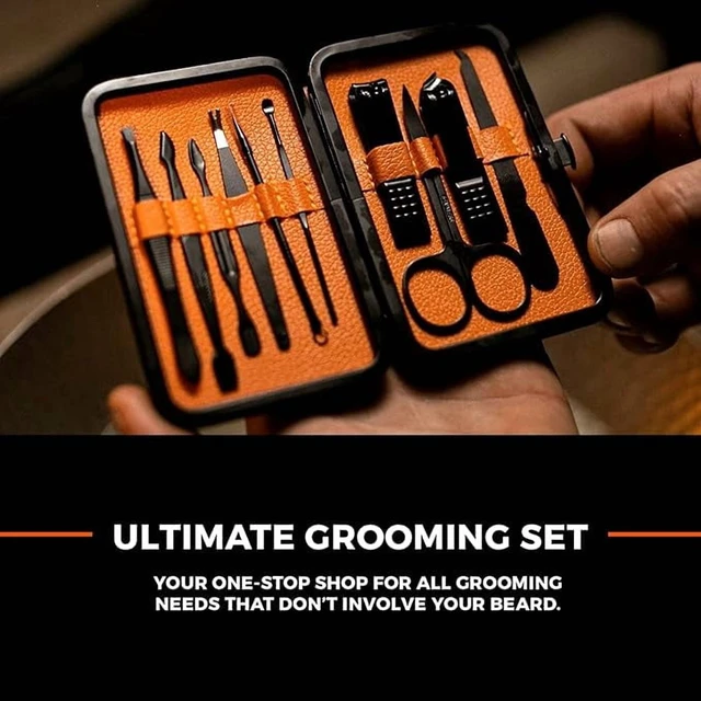 Alt view image 3 of 5 - Wild Willies Arsenal Manicure and Pedicure Stainless Steel Grooming Kit for Men, 10 Pieces, Black