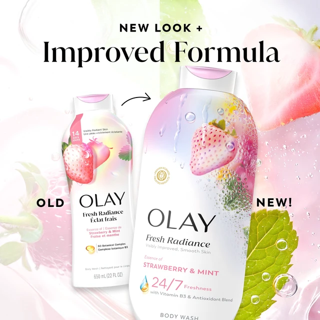 Alt view image 2 of 5 - Olay Fresh Radiance Body Wash with Essence of Strawberry and Mint, 22 fl oz