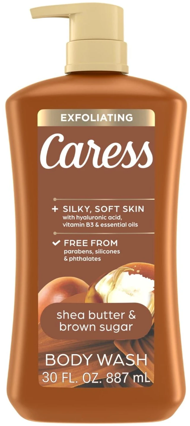 Main image of Caress Shea Butter & Brown Sugar Body Wash with Hyaluronic Acid, Exfoliating & Moisturizing, 30oz