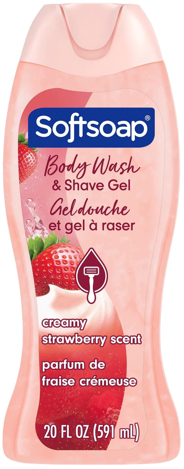 Main image of Softsoap Moisturizing Body Wash and Shave Gel, Helps Razor Glide, Creamy Strawberry Scent, 20fl oz