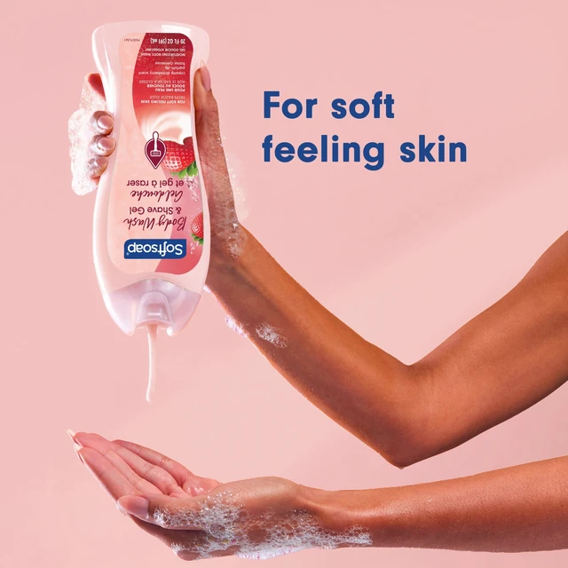 Alt view image 4 of 6 - Softsoap Moisturizing Body Wash and Shave Gel, Helps Razor Glide, Creamy Strawberry Scent, 20fl oz