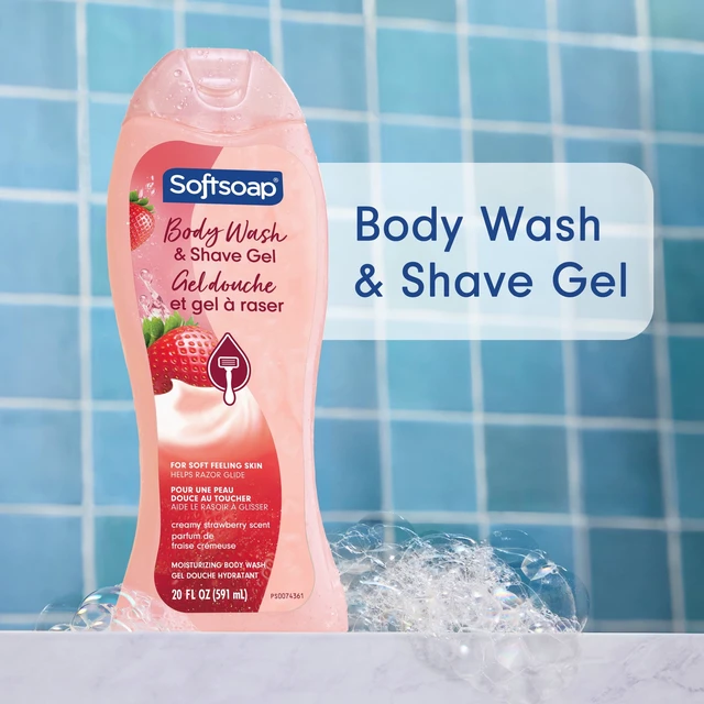 Alt view image 6 of 6 - Softsoap Moisturizing Body Wash and Shave Gel, Helps Razor Glide, Creamy Strawberry Scent, 20fl oz
