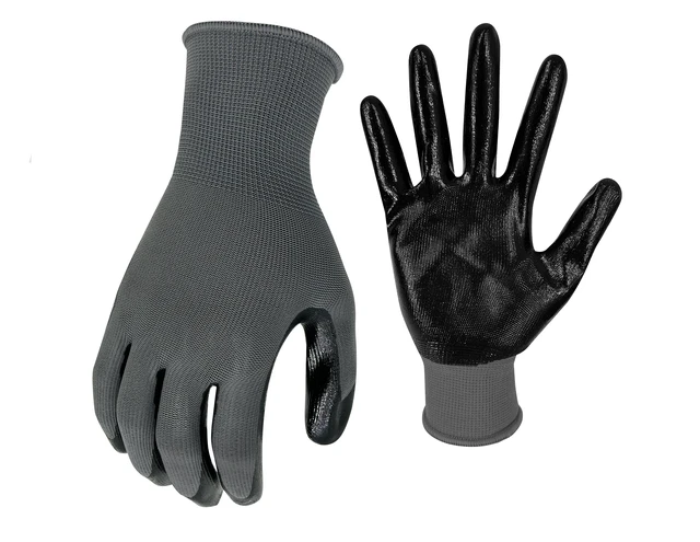 Alt view image 2 of 6 - Hyper Tough Nitrile Coated Water Resistant Gloves, Latex Free, Gray, X-Large, 3 Pairs