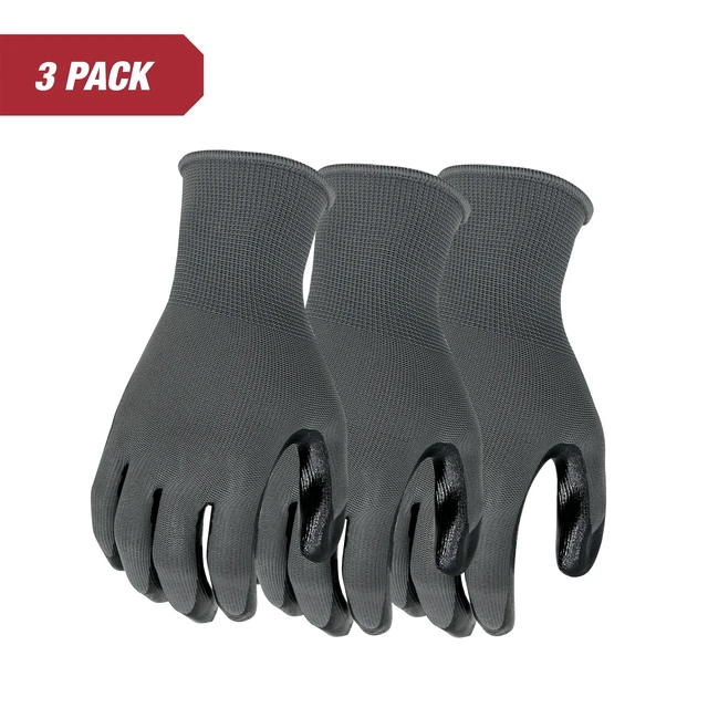 Alt view image 5 of 6 - Hyper Tough Nitrile Coated Water Resistant Gloves, Latex Free, Gray, X-Large, 3 Pairs