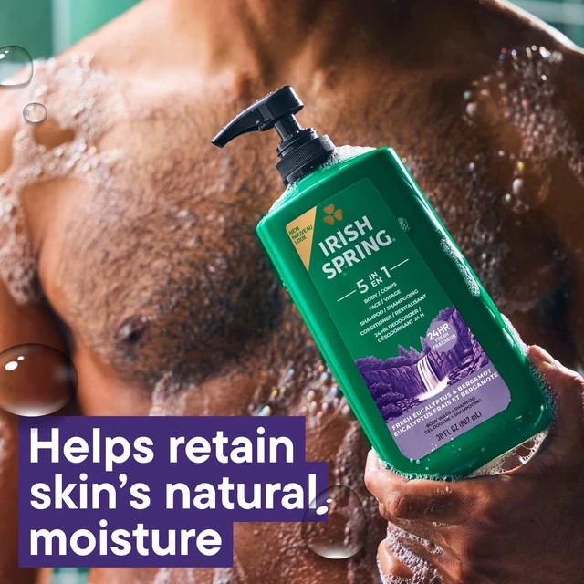 Alt view image 2 of 6 - Irish Spring 5 in 1 Moisturizing Body Wash, Fresh Eucalyptus & Bergamot Scent, 30fl oz
