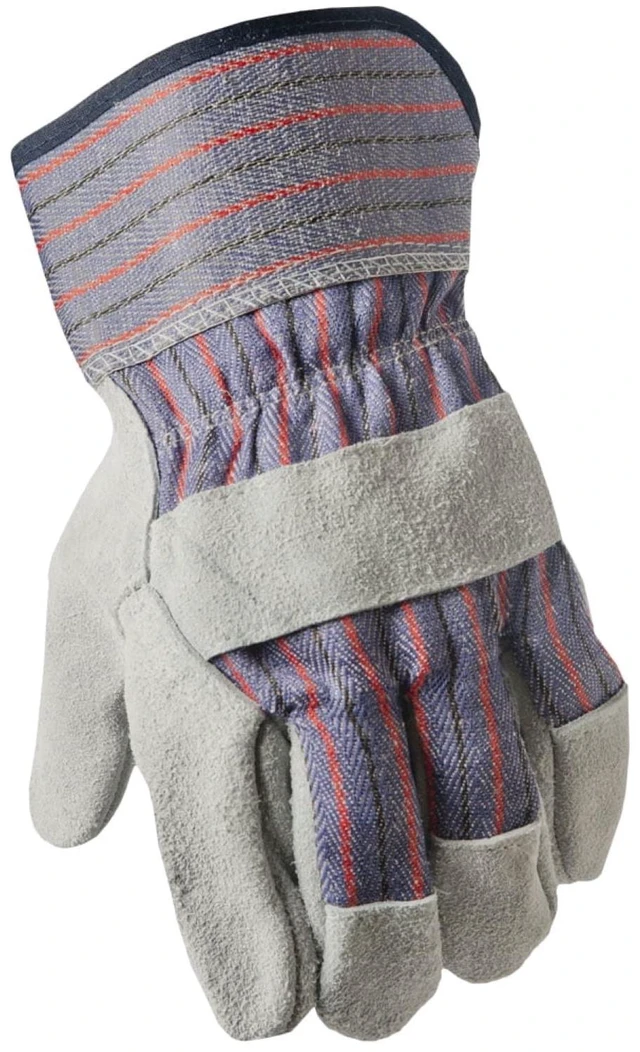 Main image of Hyper Tough Leather Palm Multi-Use Work Gloves, Glacier Gray