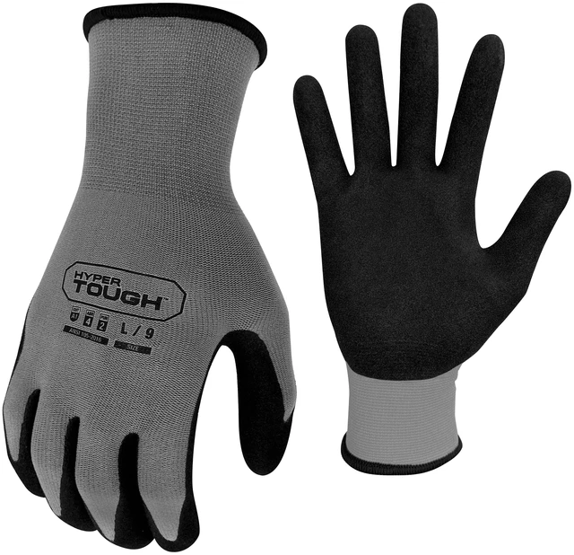 Alt view image 3 of 6 - Hyper Tough Performance Grip Gloves, ANSI Cut Resistant, Nitrile, Nylon, Spandex, Gray, X-Large
