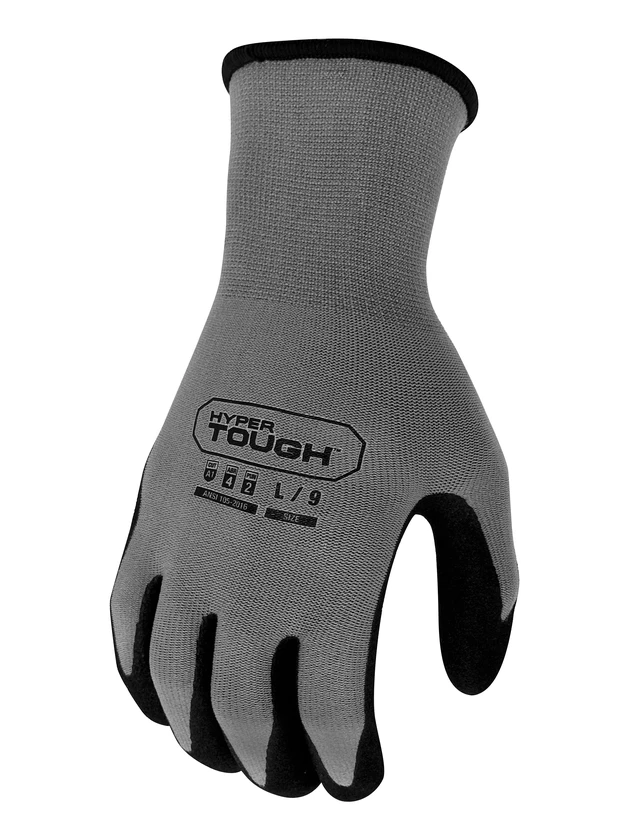 Alt view image 4 of 6 - Hyper Tough Performance Grip Gloves, ANSI Cut Resistant, Nitrile, Nylon, Spandex, Gray, X-Large