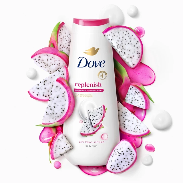 Alt view image 6 of 6 - Dove Body Wash 24hr Lotion-Soft Skin Replenish Dragon Fruit & Coconut Cream Moisturizing Skin Cleanser, No Sulfates, No Parabens, 20 fl oz