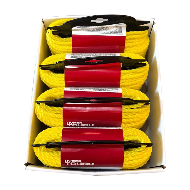 Alt view image 6 of 6 - Hyper Tough 1/4in x 100ft Polypropylene Twisted Rope, Yellow, 1 Each