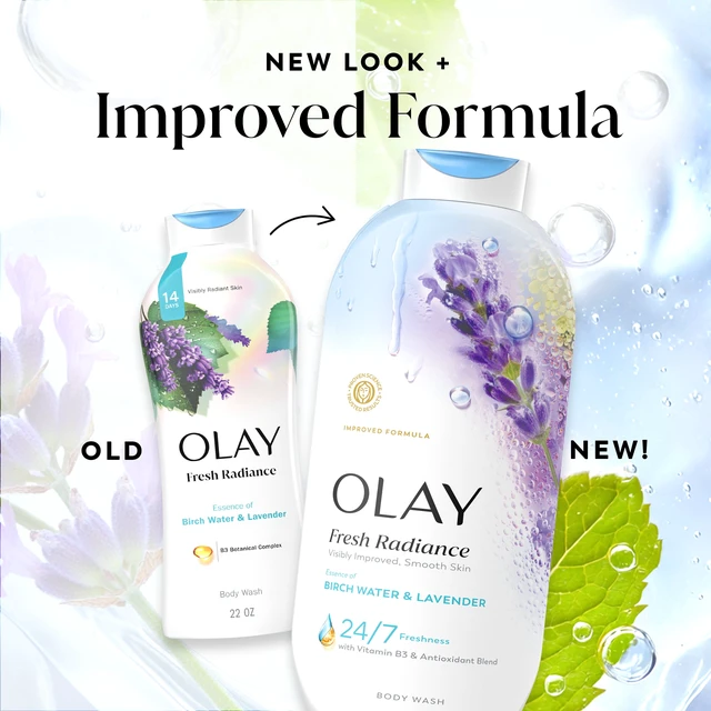 Alt view image 4 of 5 - Olay Fresh Radiance Body Wash, 22fl oz, with Birch Water, Lavender, Vitamin B3 and Antioxidant Blend