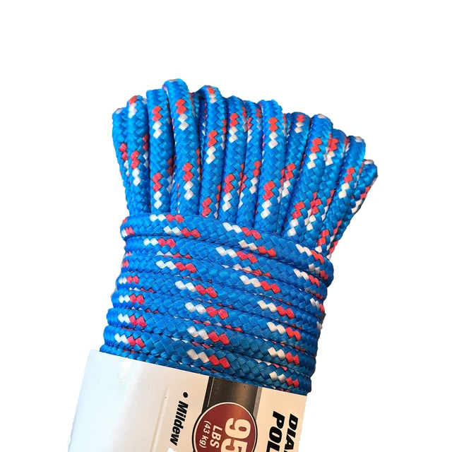 Alt view image 2 of 6 - Hyper Tough 1/4" x 100' Polypropylene Diamond Braided Rope, Blue, 1 Each