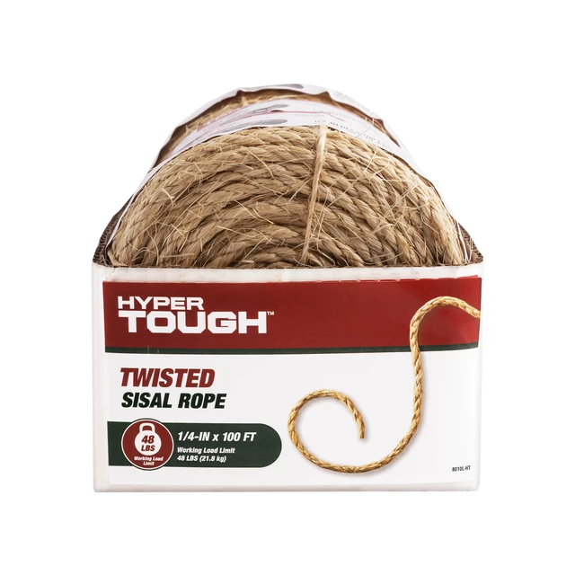 Alt view image 3 of 6 - Hyper Tough Sisal Twisted Rope, 1/4in x 100ft, Natural, 1 Each