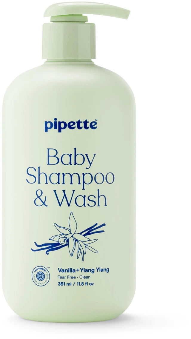 Main image of Pipette Tear-Free Baby Shampoo & Wash, Sensitive Skin, Vanilla + Ylang Ylang, 11.8 fl oz