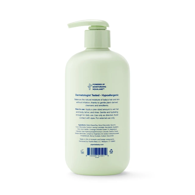 Alt view image 2 of 4 - Pipette Tear-Free Baby Shampoo & Wash, Sensitive Skin, Vanilla + Ylang Ylang, 11.8 fl oz