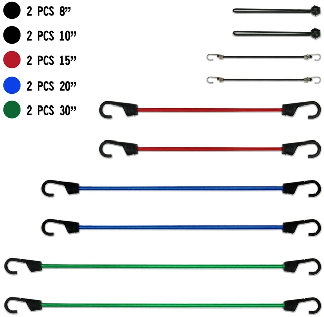 Main image of Hyper Tough Bungee Cord Set, 10 Pcs, Packed in Plastic Jar