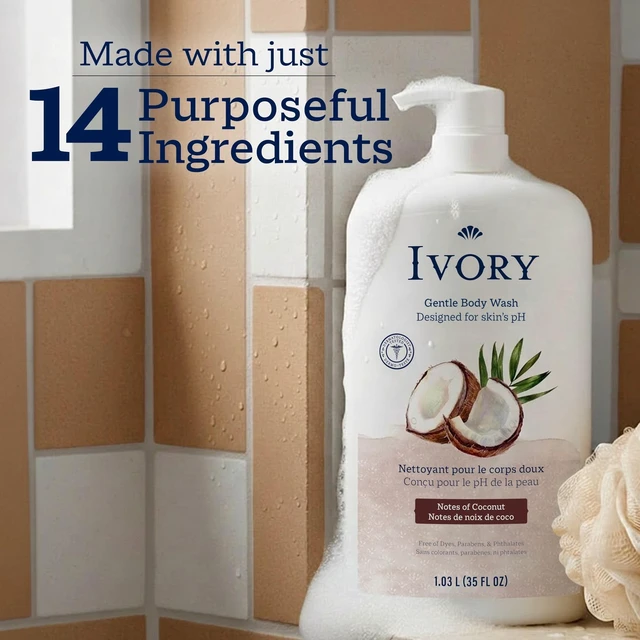 Alt view image 5 of 6 - Ivory Body Wash 35fl oz, Mild and Gentle, Coconut Scent, for All Skin Types