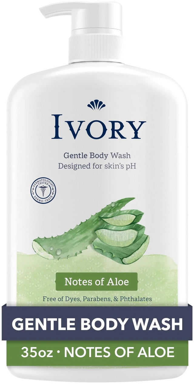 Main image of Ivory Body Wash, Mild and Gentle, Aloe Scent, for All Skin Types, 35 Fl Oz