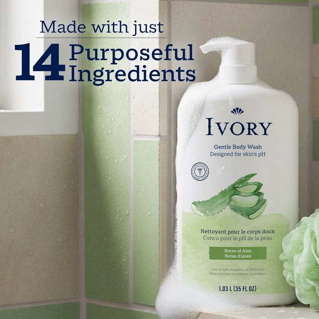 Alt view image 3 of 5 - Ivory Body Wash, Mild and Gentle, Aloe Scent, for All Skin Types, 35 Fl Oz