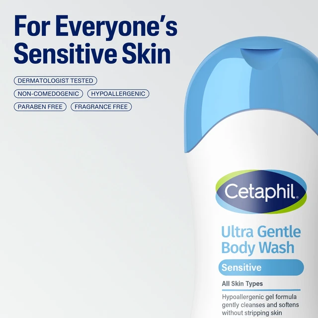 Alt view image 5 of 6 - Cetaphil Ultra Gentle Body Wash, Dry to Normal Sensitive Skin, Fragrance Free, 16.9 fl oz