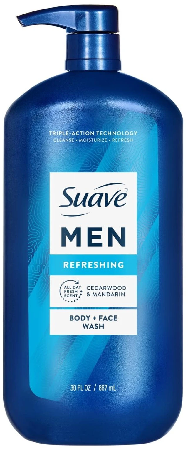 Main image of Suave Men Refreshing 2-in-1 Body & Face Wash with Glycerin & Vitamin E 30FL OZ