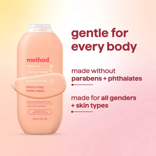 Alt view image 2 of 6 - Method Body Wash Island Mist, 18 fl oz, Soft & Moisturized, Paraben-Free, Notes of Hibiscus, Mango Nectar & Passion Fruit
