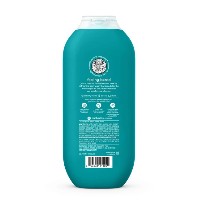 Alt view image 5 of 6 - Method Limited Edition Body Wash, Feeling Jazzed, with Creamy Vanilla, Cocoa, and Musk, 18 fl oz