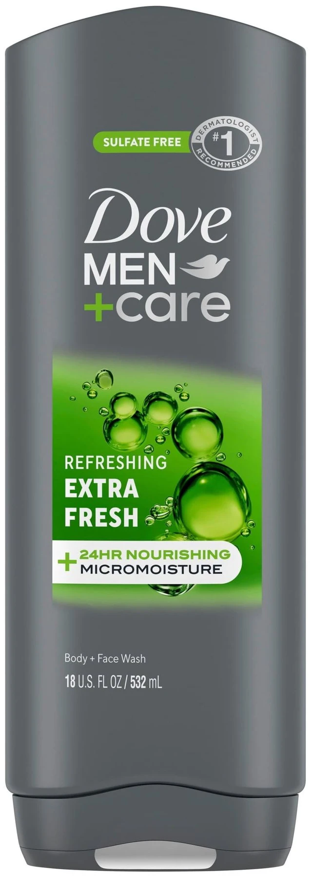 Main image of Dove Men+Care Refreshing Extra Fresh Body and Face Wash, 24-Hour Nourishing Micromoisture Technology, 18 fl oz