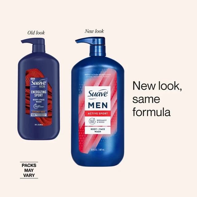 Alt view image 2 of 6 - Suave Men Active Sport 2-in-1 Body & Face Wash with Glycerin & Vitamin E, 30 fl oz