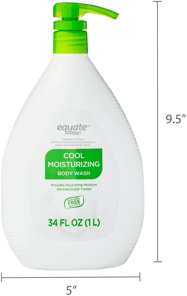 Alt view image 6 of 6 - Equate Cool Moisturizing Body Wash Pump Bottle, 34fl oz