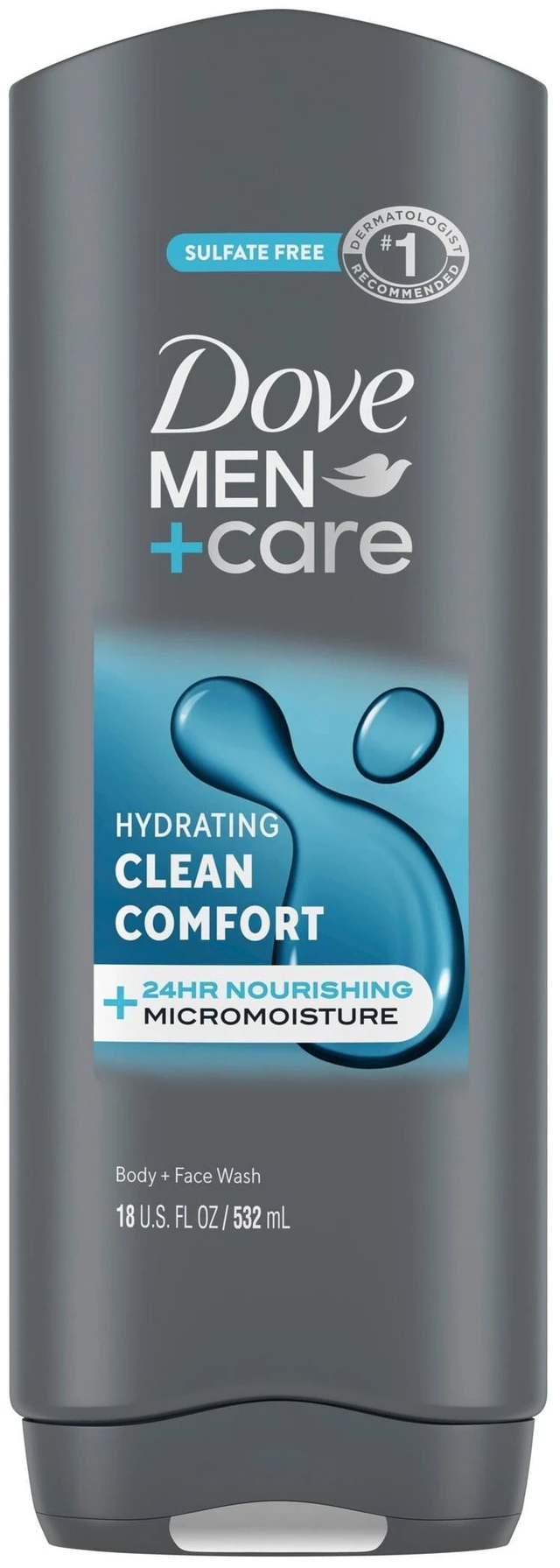 Main image of Dove Men+Care Hydrating Clean Comfort Body and Face Wash with 24-Hour Nourishing Micromoisture Technology, 18 fl oz