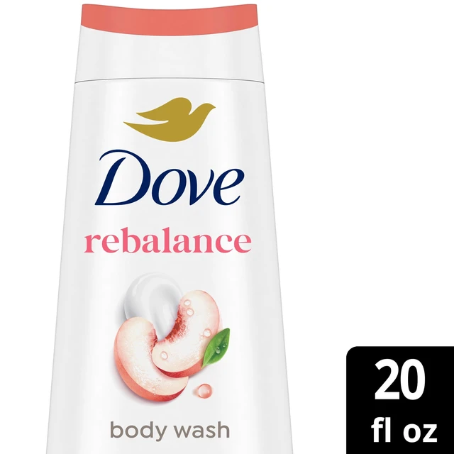 Alt view image 2 of 6 - Dove Body Wash Rebalance White Peach & Rice Milk, 24hr Lotion-Soft Skin, No Sulfates No Parabens, 20 fl oz